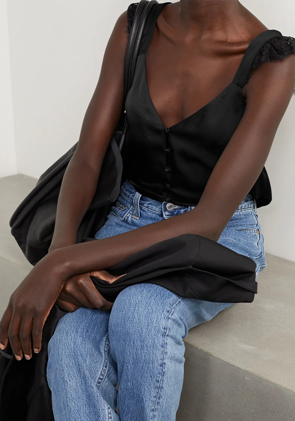Victoria Lace-Trimmed Silk-Charmeuse Camisole
