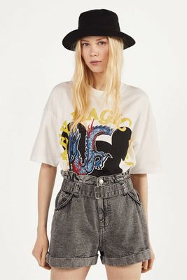 Belted Paperbag Shorts from Bershka