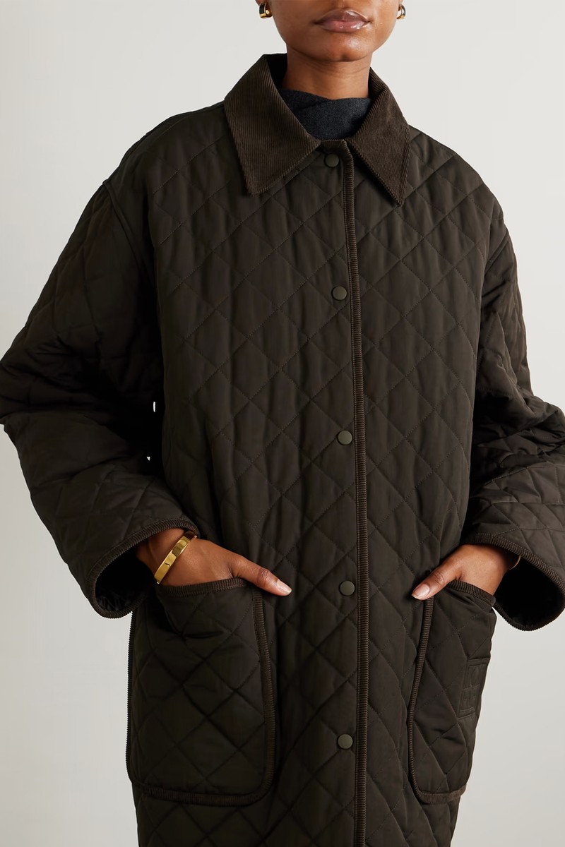 Oversized Corduroy-Trimmed Quilted Organic Cotton-Blend Jacket from TOTEME