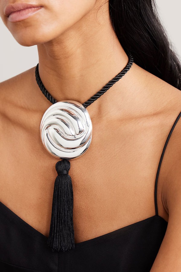 Silver-Plated & Tasseled Cord Necklace from JULIETTA
