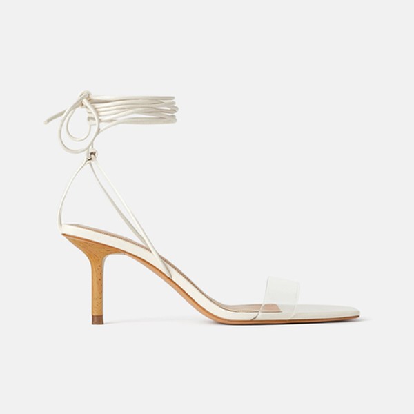 Wood and Vinyl Heeled Sandals from Zara