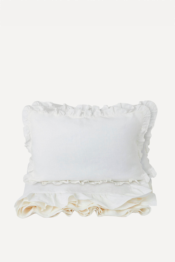 The Ruffled Casita Linen Duvet Cover from  Arkitaip