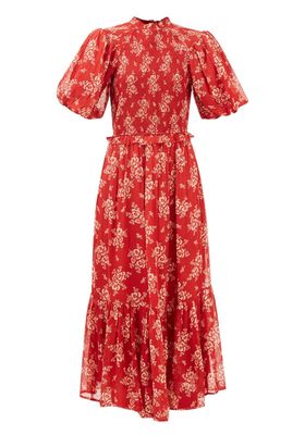 Alessia Floral-Print Smocked Georgette Dress from Sea