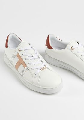 Oottoli Leather Perforated T Detail Trainers