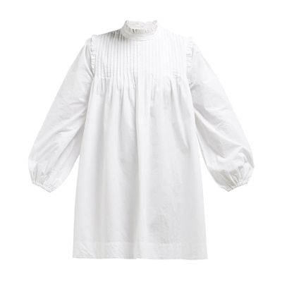 Slate Pintucked Cotton-Poplin Dress from Ganni