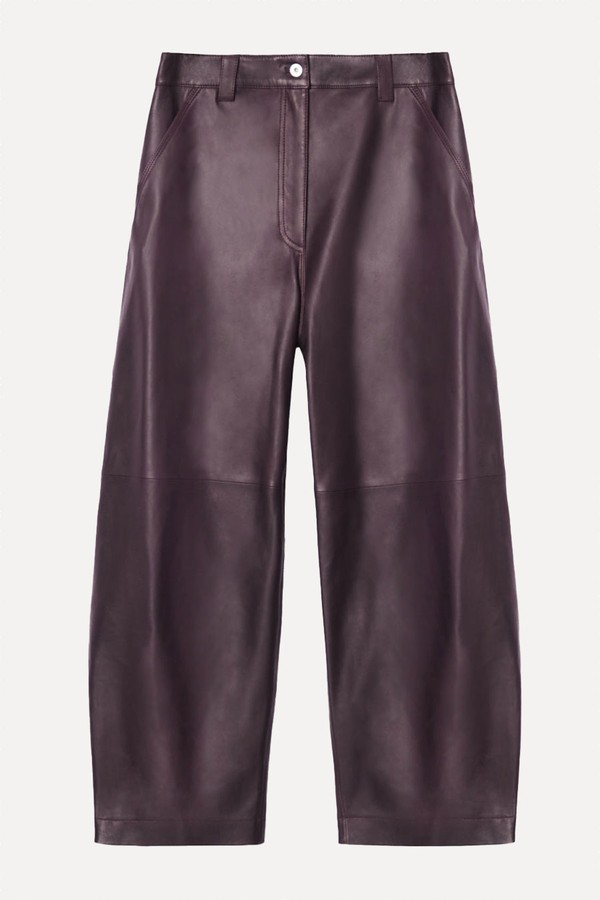Leather Barrel-Leg Utility Trousers from COS