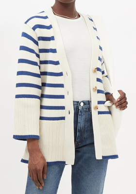 Striped Wool-Blend Cardigan from Totême