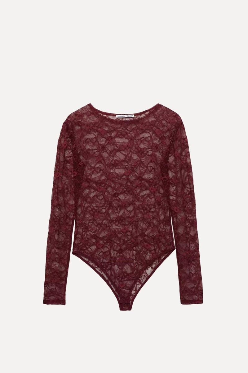 Long Sleeve Lace Bodysuit from Pull & Bear
