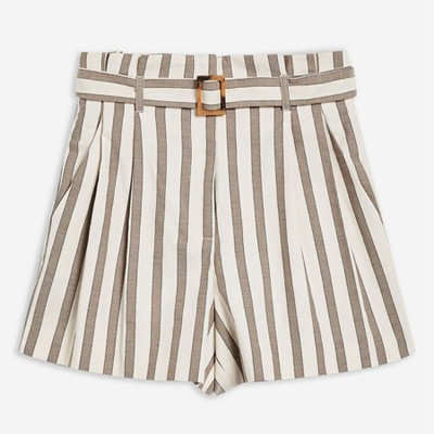 Taupe Striped Shorts from Topshop