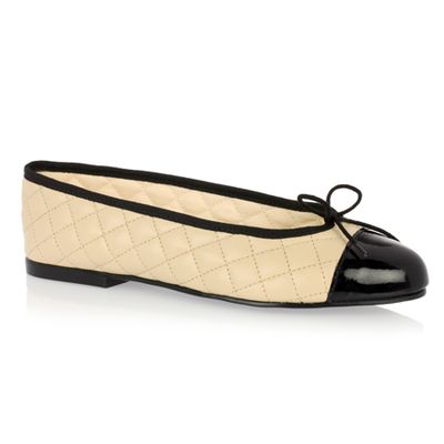 Simple Quilt Cream Leather Flats from French Sole