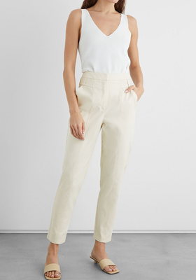 Claudia Cotton-Blend Canvas Tapered Pants