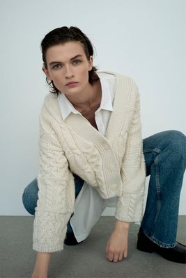 Cable-Knit Patchwork Cardigan from Zara