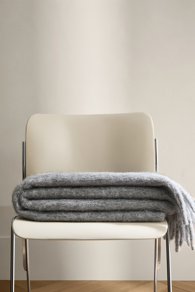Carded Wool Blend Melange Throw