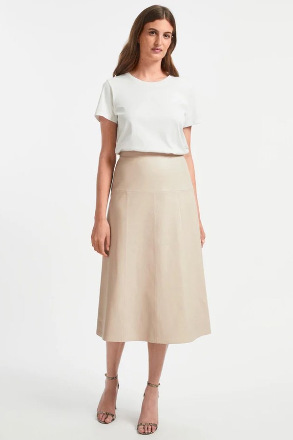Tiana Leather Panelled Midi Skirt from Cefinn