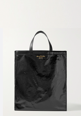 Black Leather-Trimmed Coated Twill Tote  from Acne Studios