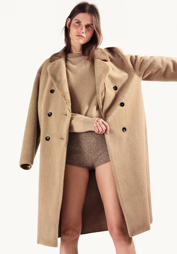 Double-Breasted Faux Fur Coat