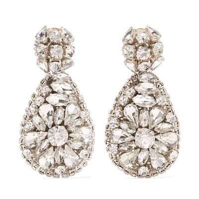 Silver-Tone Crystal Clip Earrings from Oscar De La Renta