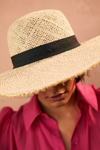 Fringe Detail Natural Floppy Straw Hat from Oliver Bonas