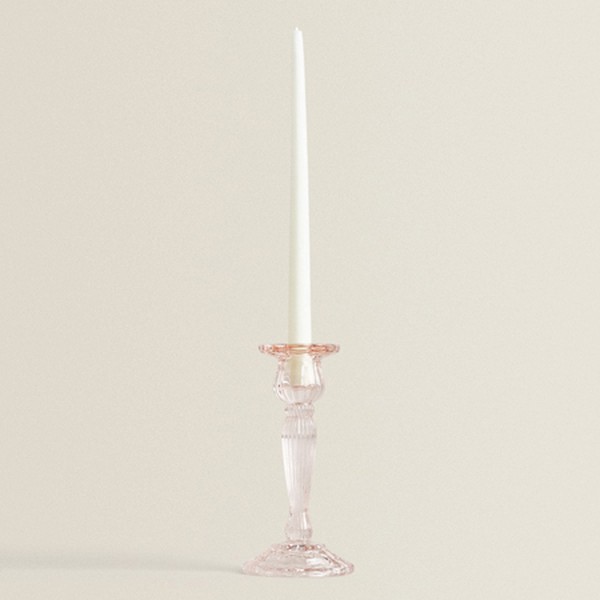 Pink Glass Candlestick