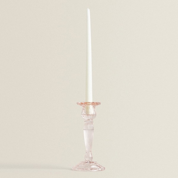 Pink Glass Candlestick