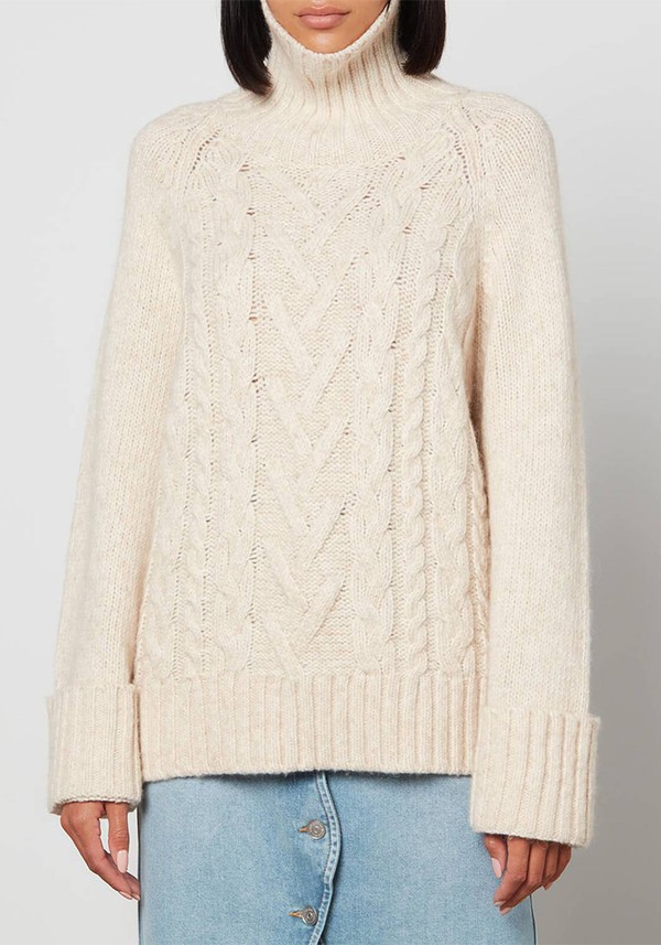Cable-Knit Cotton-Blend Turtleneck Jumper from Ganni