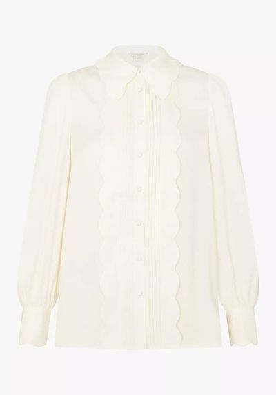 Anthea Scallop Satin Blouse from Monsoon