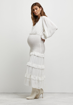 Cream Maternity Bodycon Maxi Dress