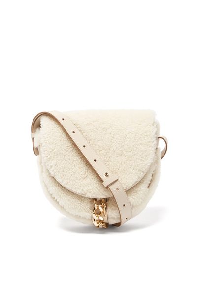 Mara Leather And Shearling Saddle Bag from See By Chloé