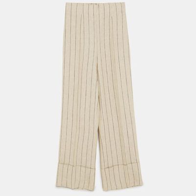 Linen Trousers With Turn-Up Hems from Zara