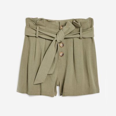 Linen Button Paperbag Shorts  from Topshop 