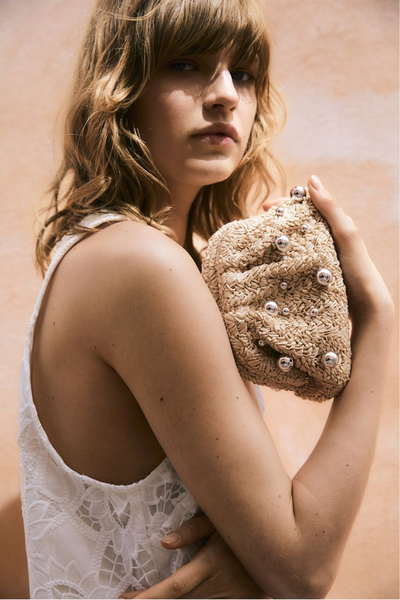 Bead Embellished Straw Clutch from H&M