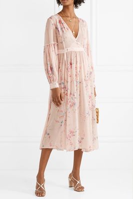 Floral-Print Silk-Georgette Midi Dress from LoveShackFancy