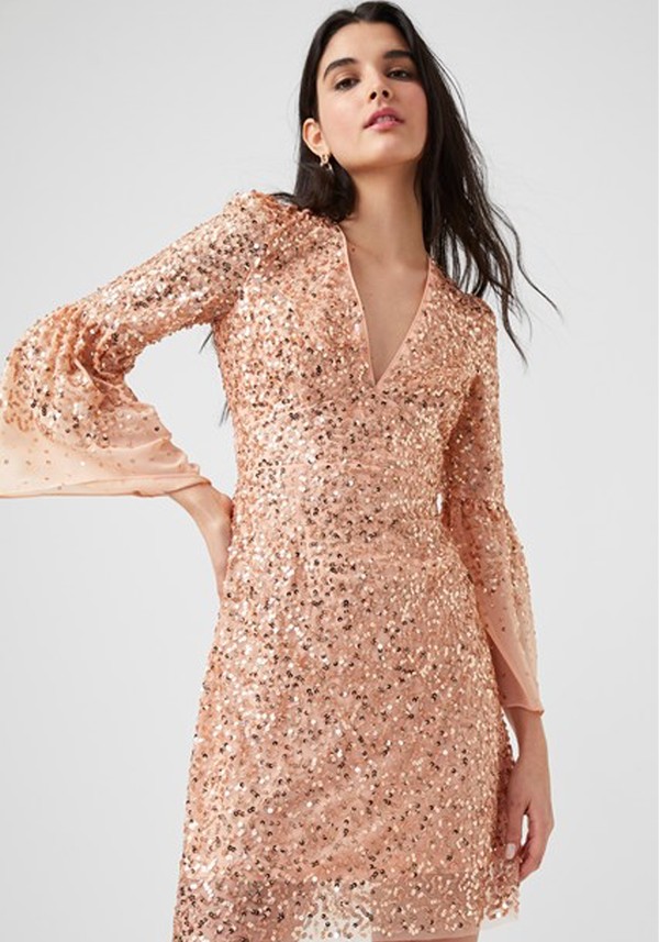 Cellienne Sequin Long Sleeve Dress