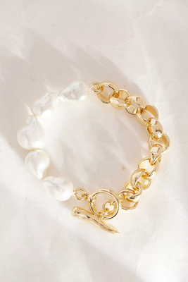 T-Bar Pearl & Chain Bracelet  from Anthropologie
