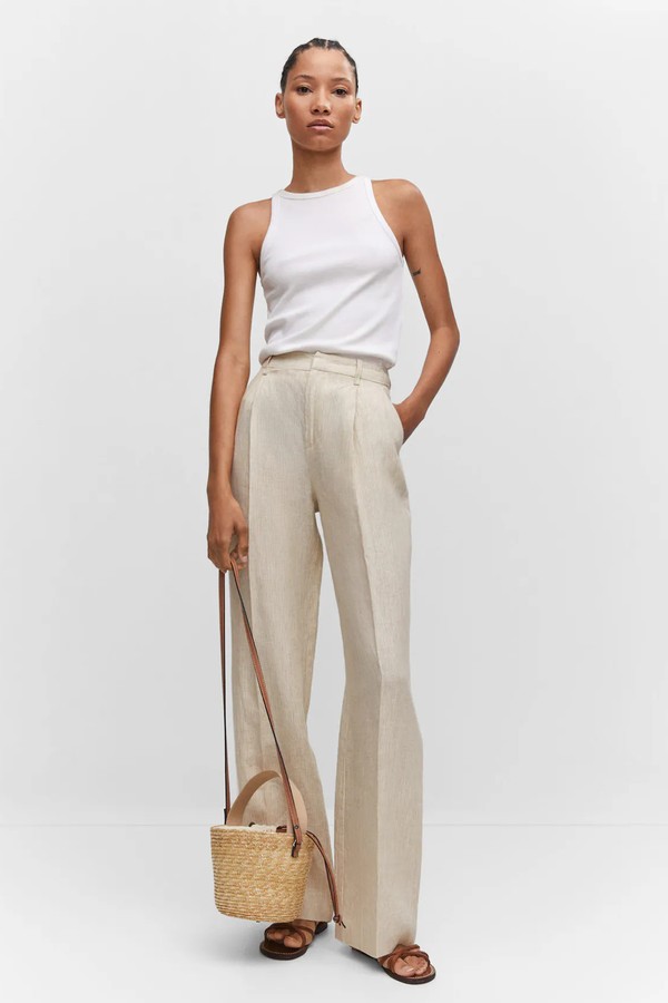 Straight Linen-Blend Trousers
