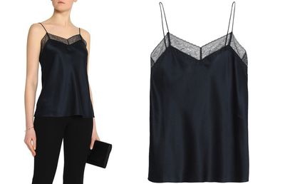 Lace Trimmed Silk Satin Camisole  from Vince