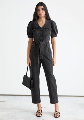 Relaxed Belted Puff Sleeve Jumpsuit from & Other Stories