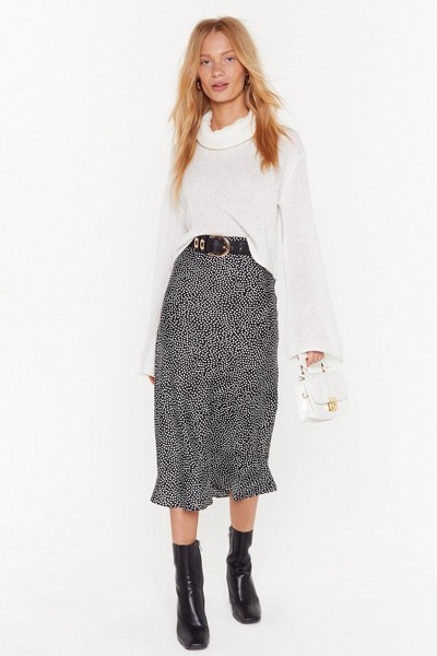 It's Spot Over Satin Midi Skirt