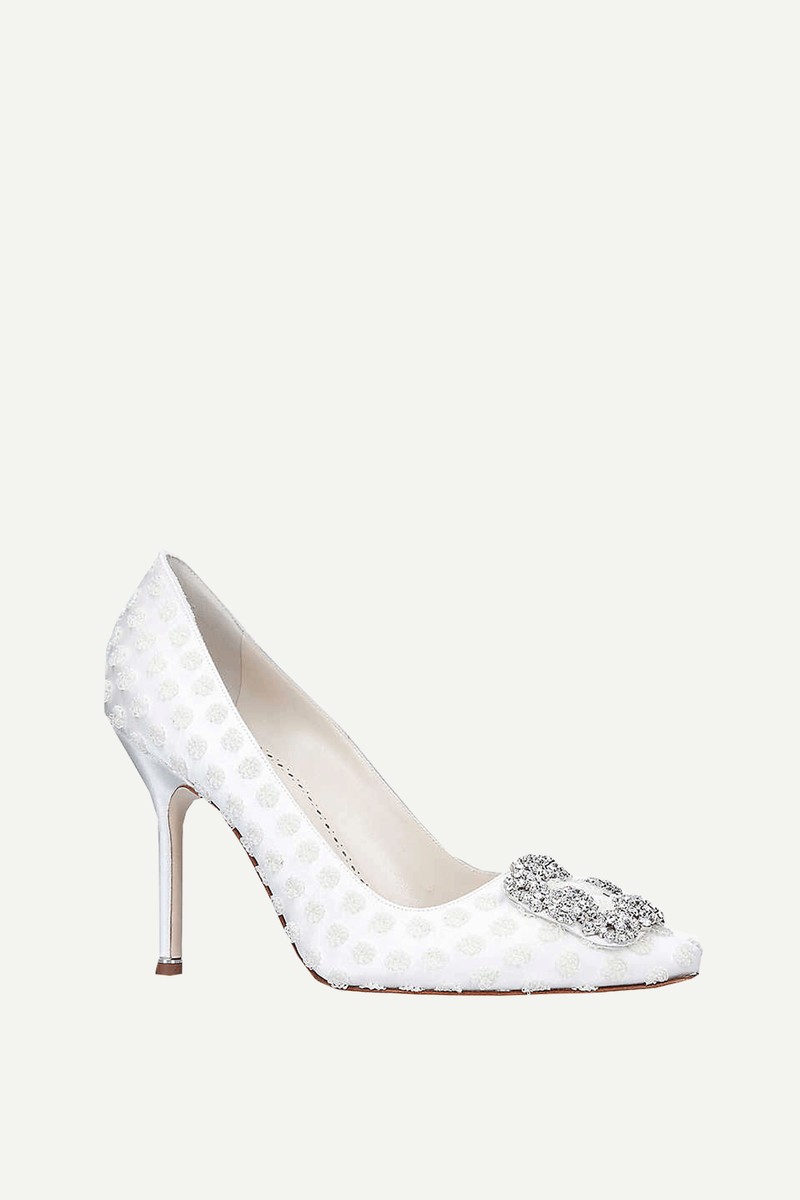 Hangisi 105 Polka-Dot Woven Courts from Manolo Blahnik