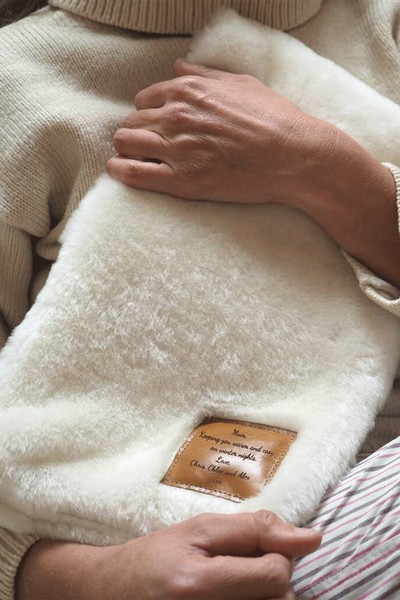 Personalised Sheepskin Hot Water Bottle Cover from Stabo