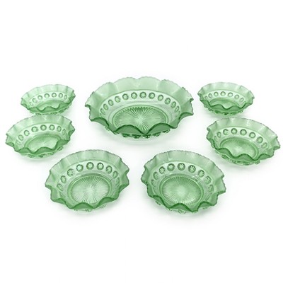 Vintage Art Deco Davidson Green Glass Bowls from Ceraudo