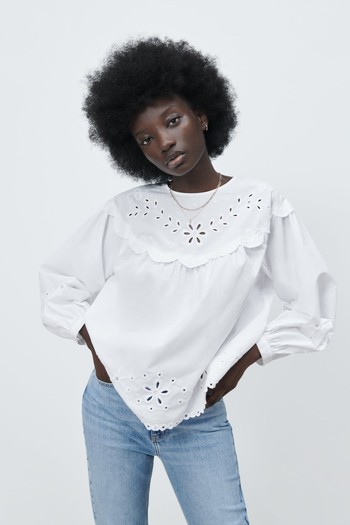 Shirt With Cut Work Embroidery from Zara