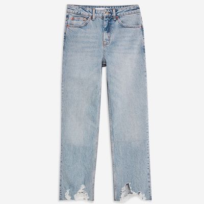 Bleach Jagged Hem Straight Jeans from Topshop