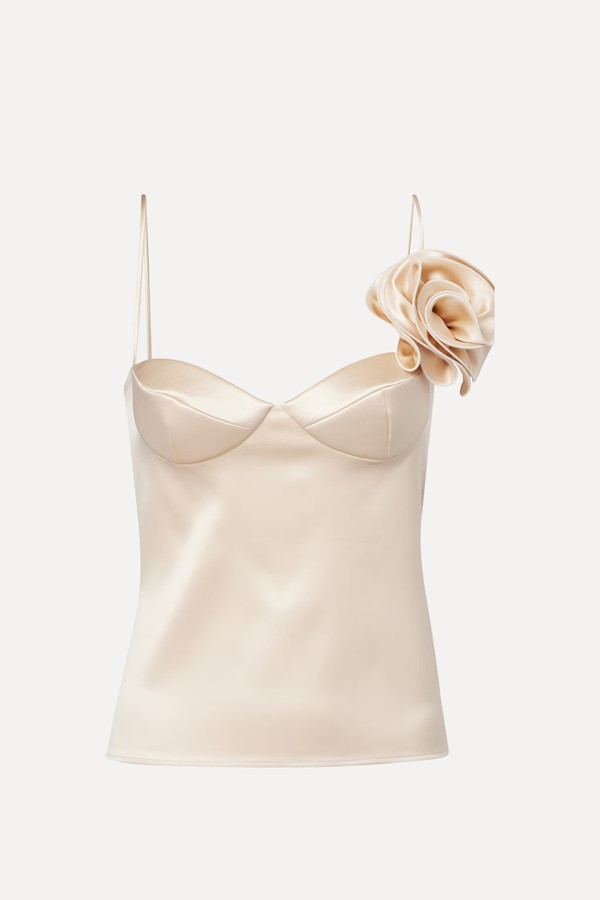 Floral-Appliqué Silk-Blend Satin Top from Magda Butrym