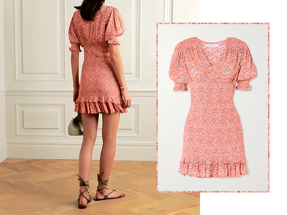 Margherita Shirred Floral-Print Crepe Mini Dress, £153.86 | Faithful The Brand