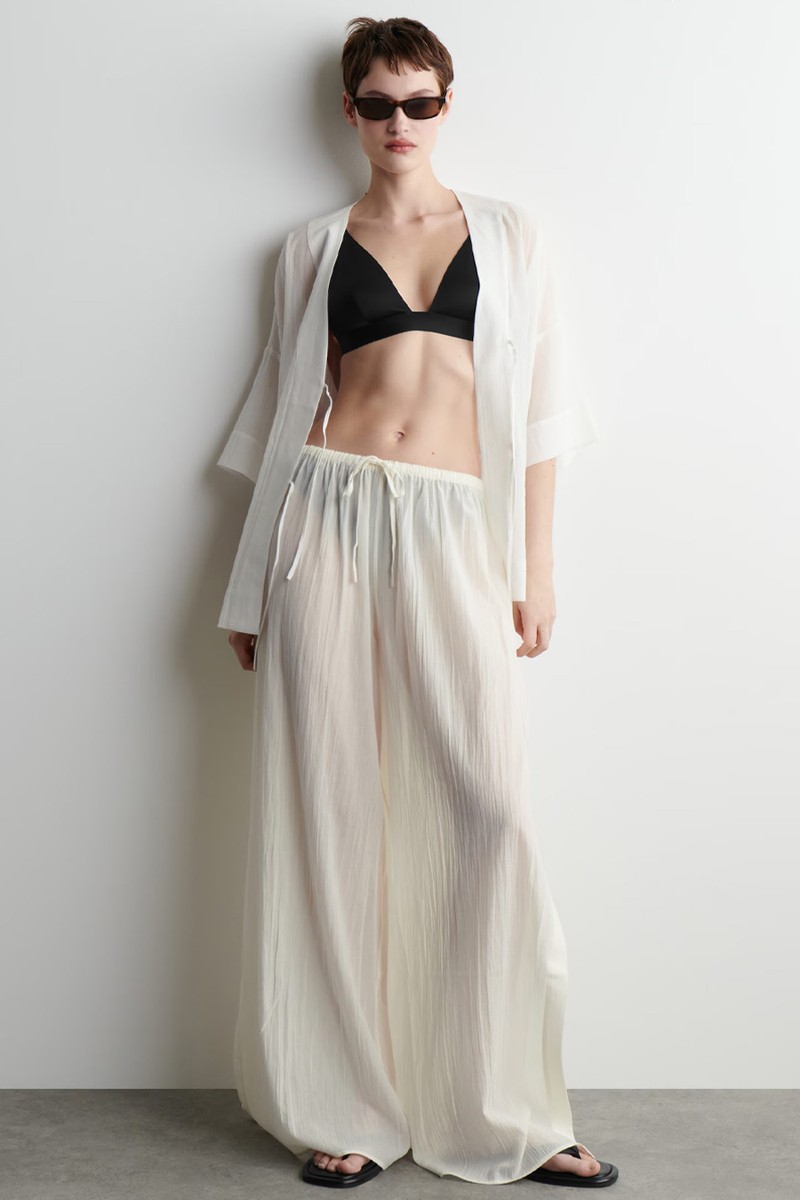 Crinkled Cotton Beach Trousers