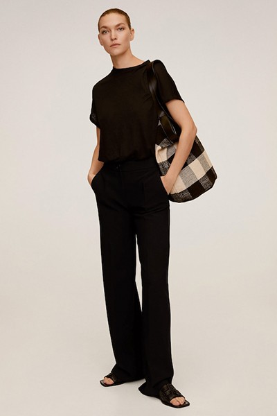 Black Linen T-Shirt from Mango