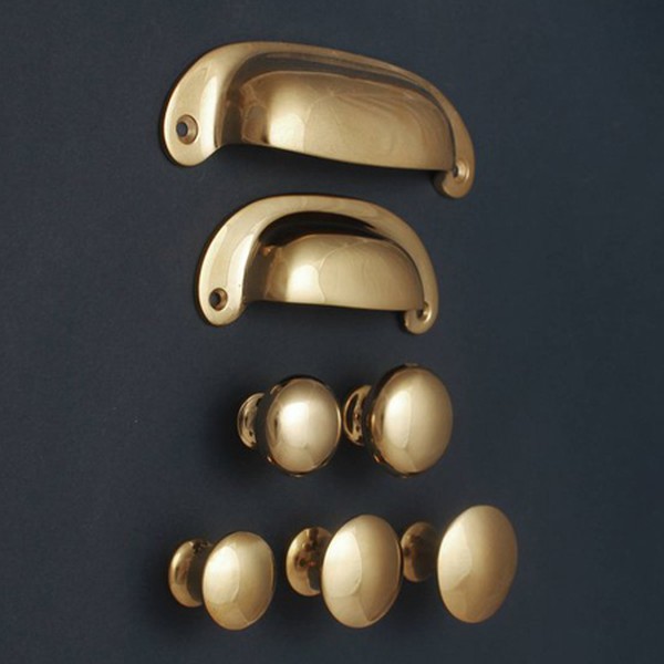 Polished Brass Kitchen Cupboard Knobs & Cup Pull Handles from Yesterhome