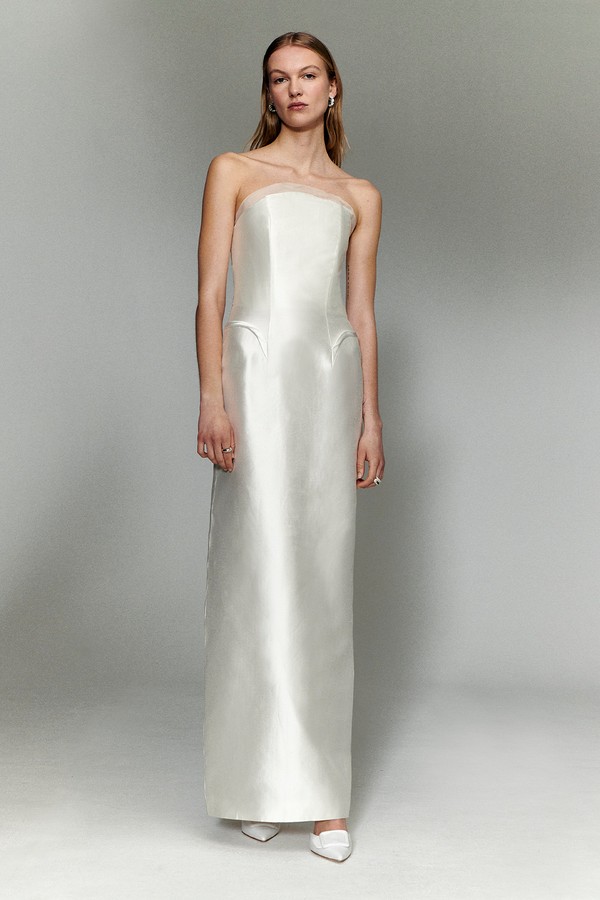 Crescent Strapless Silk Mikado Gown