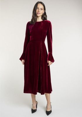 Rent Yahvi Cherry Wine Velvet Dress from Beulah London